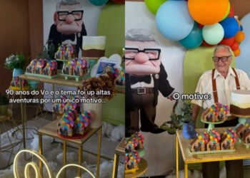 “Igualzinho”: idoso viraliza com festa temática de 90 anos. Veja